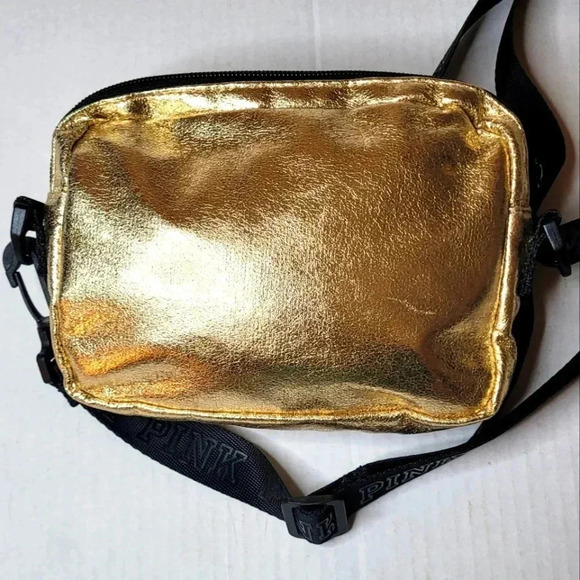 PINK Victoria Secret Gold Crossbody Adjustable Bag - Picture 6 of 12